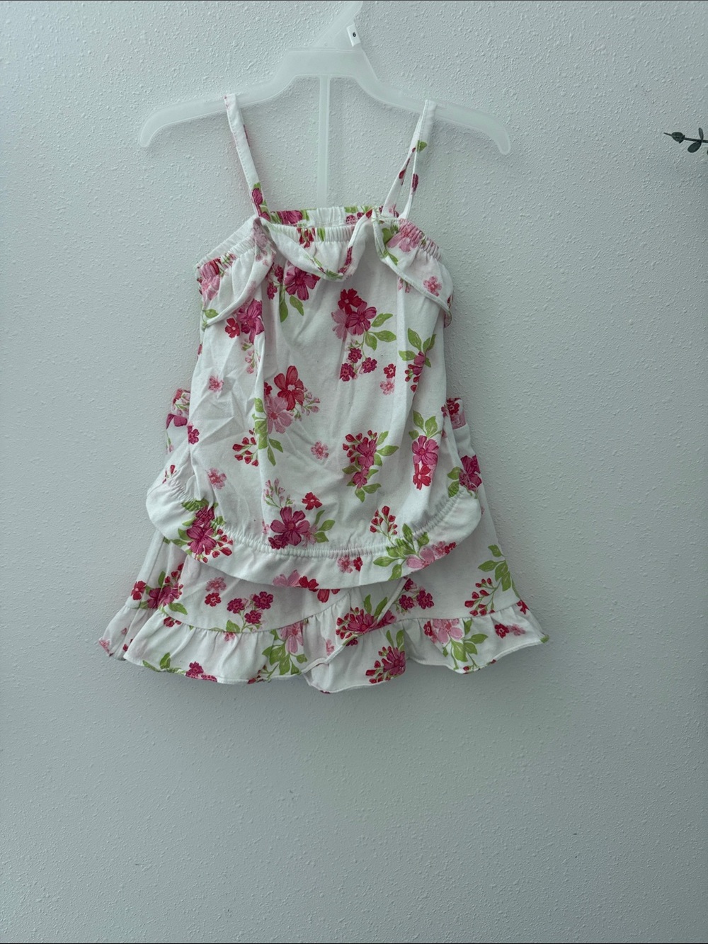 White Floral Ruffle 2 piece Set